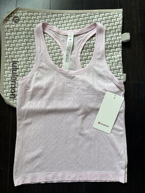 LULULEMON SWIFTLY POINTELLE RACERBACK RANK *Race HEATHERED PINK ORGANZA SZ 6 NWT